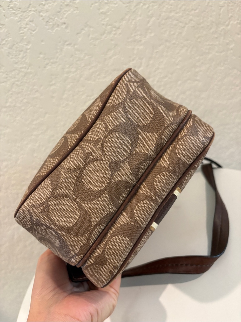 Coach Brown Signature Leather Messenger Crossbody with Stripes - Picture 8 of 14